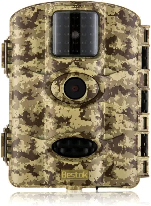 Bestok Trail Game Camera 16MP 1080P Waterproof Hunting Scouting Cam Motion Activated Night Vision 65ft/20m No Glow IR LEDs for Wildlife Monitoring