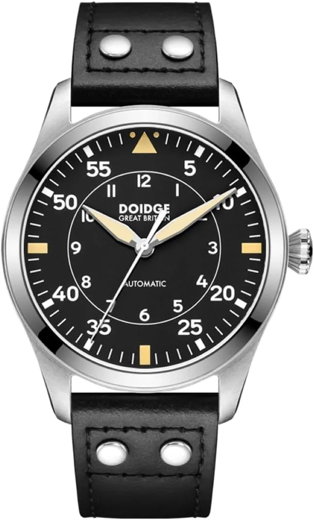 Big Pilot Watch Japan NH35 Automatic Movement Aviator Mechanical Men's Wristwatch Sapphire Glass Stainless Steel Case Genuine Leather Strap Luminous Waterproof Watches