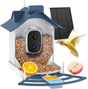 Bird Feeder with Camera, 4K HD AI Identify Bird's Species Camera, Outdoor Adjustable Solar Smart Birds Feeder, Auto Capture Birds Videos & Notify, Ideal Present for Bird Lover