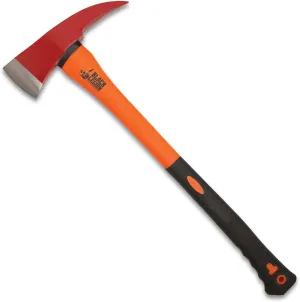 Black Legion Firefighter Axe | All-Stainless Steel Construction | Striking Red Axe Head | No-Slip Rubberized Handle | 4" Blade | 23 1/2" Overall