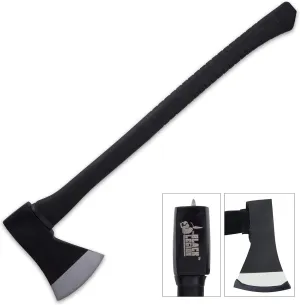 Black Legion Wood Splitting Long Axe - 28” Length | Chopping & Felling Firefighter Axe | Rubberized Long Handle | Stainless Steel Ax Head | 5” Blade Head | Easily Splits Firewood