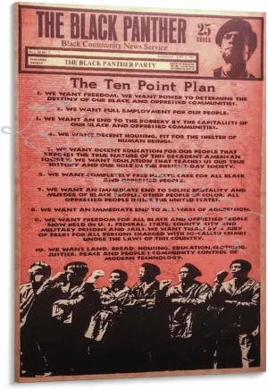 BlackPanther1 Party The Ten Point Plan Poster African American Historical Poster Canvas Painting Wall Art Poster for Bedroom Living Room Decor 24x36inch(60x90cm) Frame-style