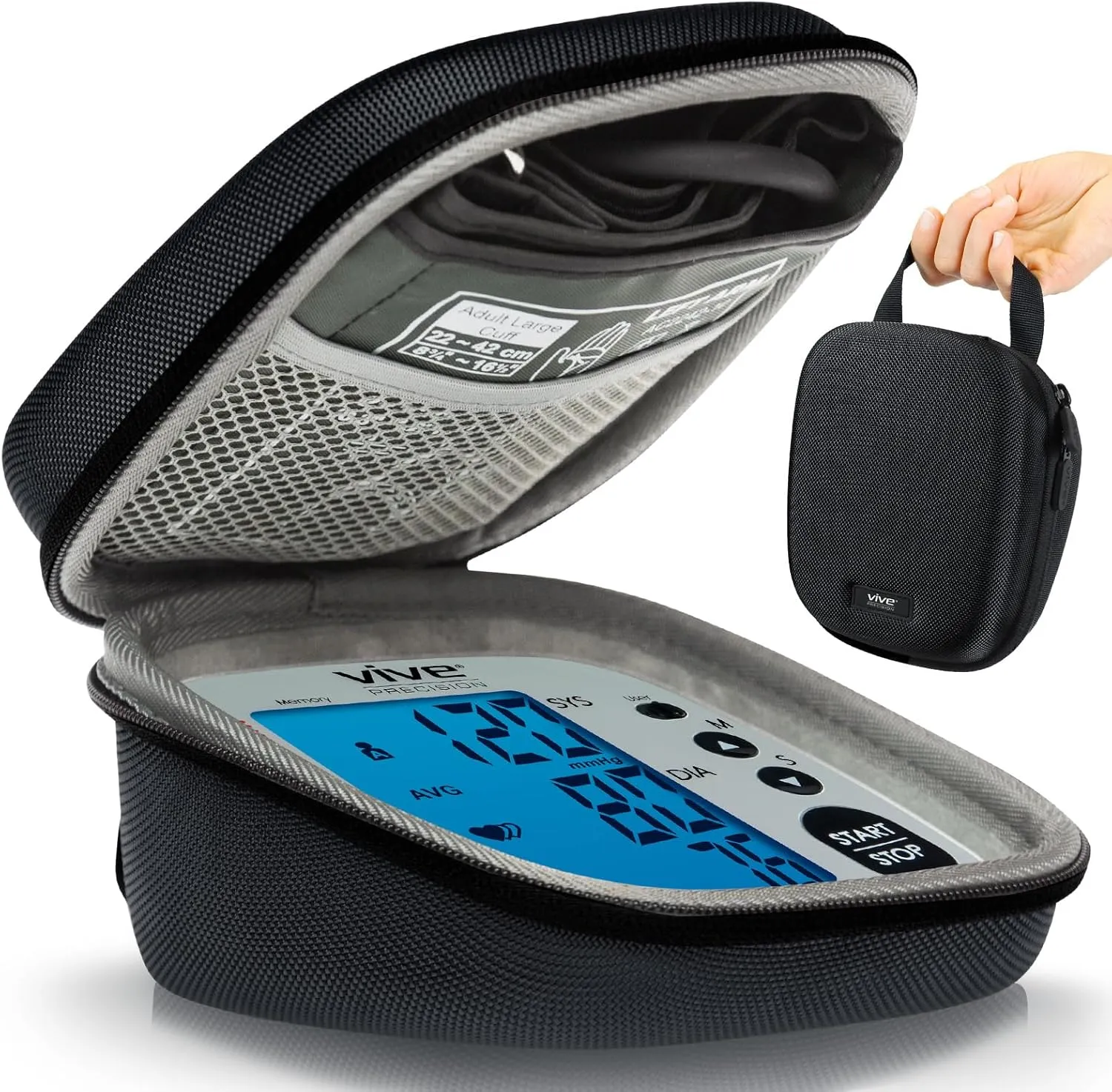 Blood Pressure Monitor Case - Hard Carrying Medical Travel Storage Bag - Universally Compatible Portable BPM Cuff, Health Accessories Pouch Replacement with Carrying Strap - Shockproof