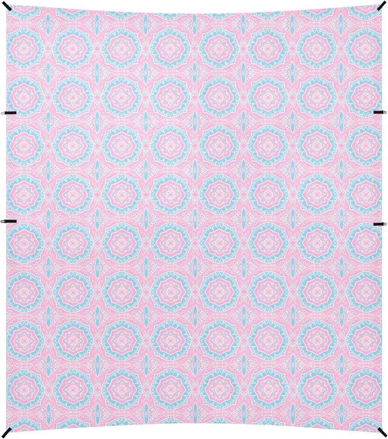 Boho Pink Blue Vintage Flowers Stable Beach Tent UPF50  Protection Water-Resistant Large Sun Shelter with Sand Shovel for Camping, Picnics, Backyard