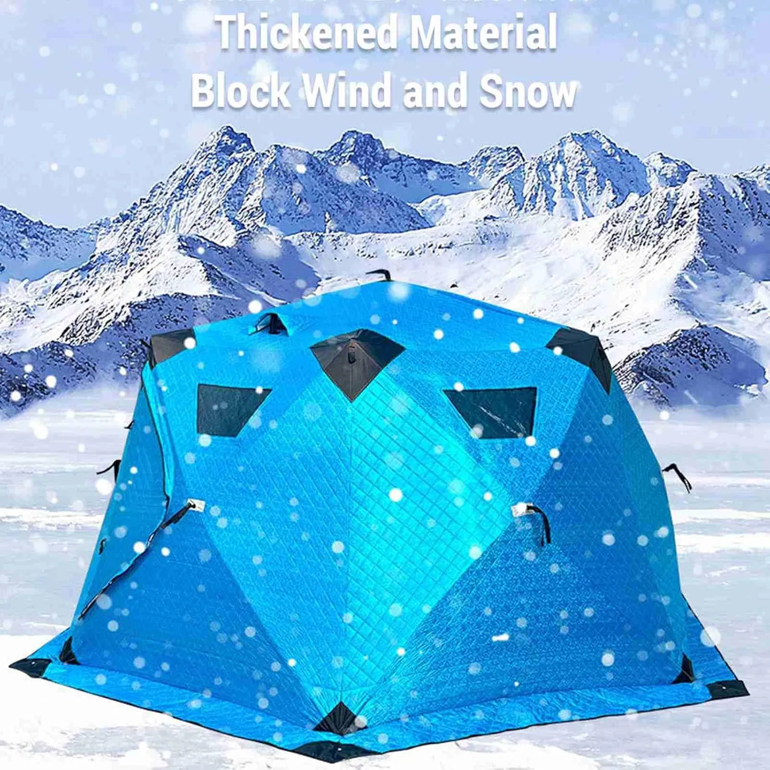 Brrnoo Winter Fishing Tent, Quick Set Up Outdoor Camping Ice Fishing Tent, Double Door Design Ice Fishing Shelter, Convenient Firewood Heater Port