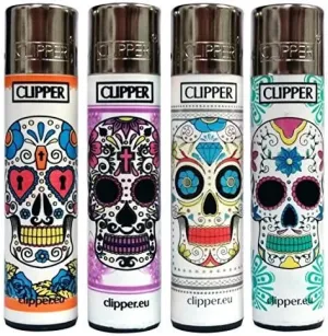 Bundle - 4 Items - Clipper Lighter Sugar Skulls "Mexican Skulls" Collection by Clipper
