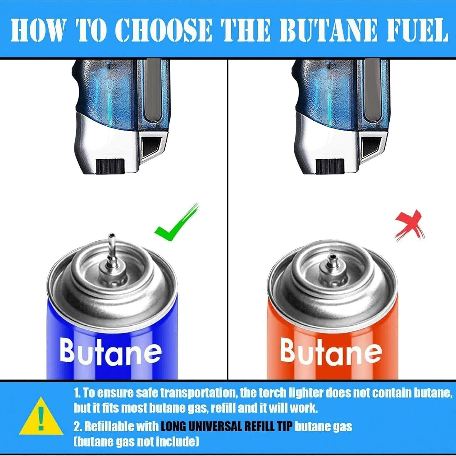 Butane Lighter 360° Flexible Neck and Visible Window, Metal Torch Lighter,refillable Lighter with Keyhole (Gas not Included)(Clear)