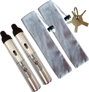 Butane Lighter,Torch Lighters Butane Fuel Refillable Soft Flame Adjustable Pen Torch Lighter,2 Pack Silver(Gas Not Included)