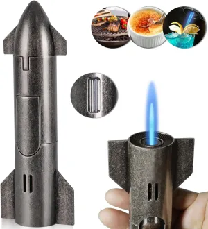 Butane Torch,Cigar Torch Lighter with Adjustable Flame & Visual Window,Rocket Fire Torch Lighter Butane Refillable for Father's Day, Birthday Gifts, BBQ, DIY, Baking, Butane Gas Not Included, Coppery
