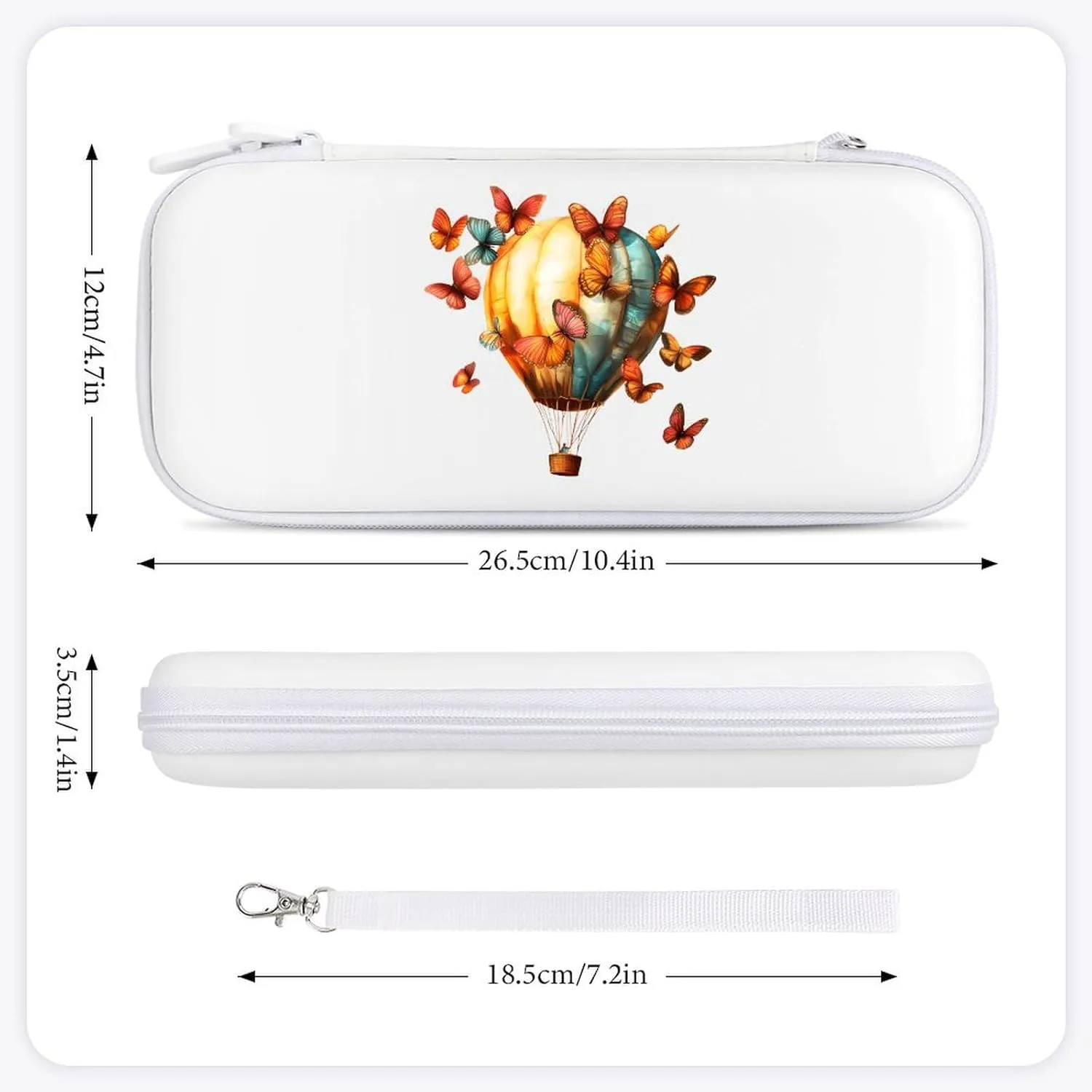 Butterfly Hot Air Balloon Compatible with Switch Carrying Case Hard Travel Game Bag Pouch with 15 Games Accessories
