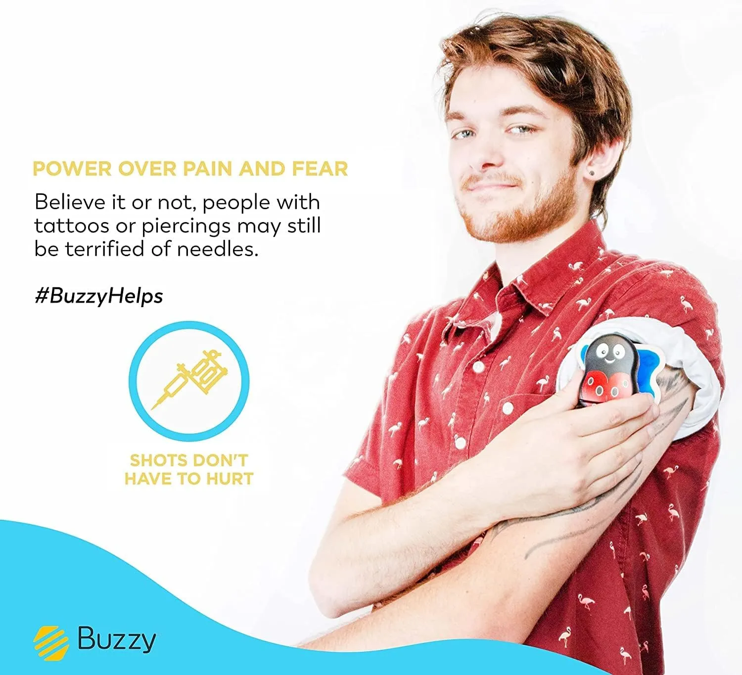 Buzzy - Personal Vibrating Ice Pack - Sharp Pain Relief - As Seen On Shark Tank - Pain Relief for Shots, IVF, Insulin, Vaccines - at Home First Aid - Solution to Reduce Needle Pain & Fear - LadyBuzz