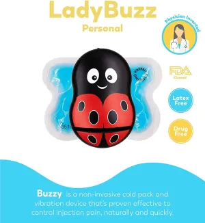 Buzzy - Personal Vibrating Ice Pack - Sharp Pain Relief - As Seen On Shark Tank - Pain Relief for Shots, IVF, Insulin, Vaccines - at Home First Aid - Solution to Reduce Needle Pain & Fear - LadyBuzz