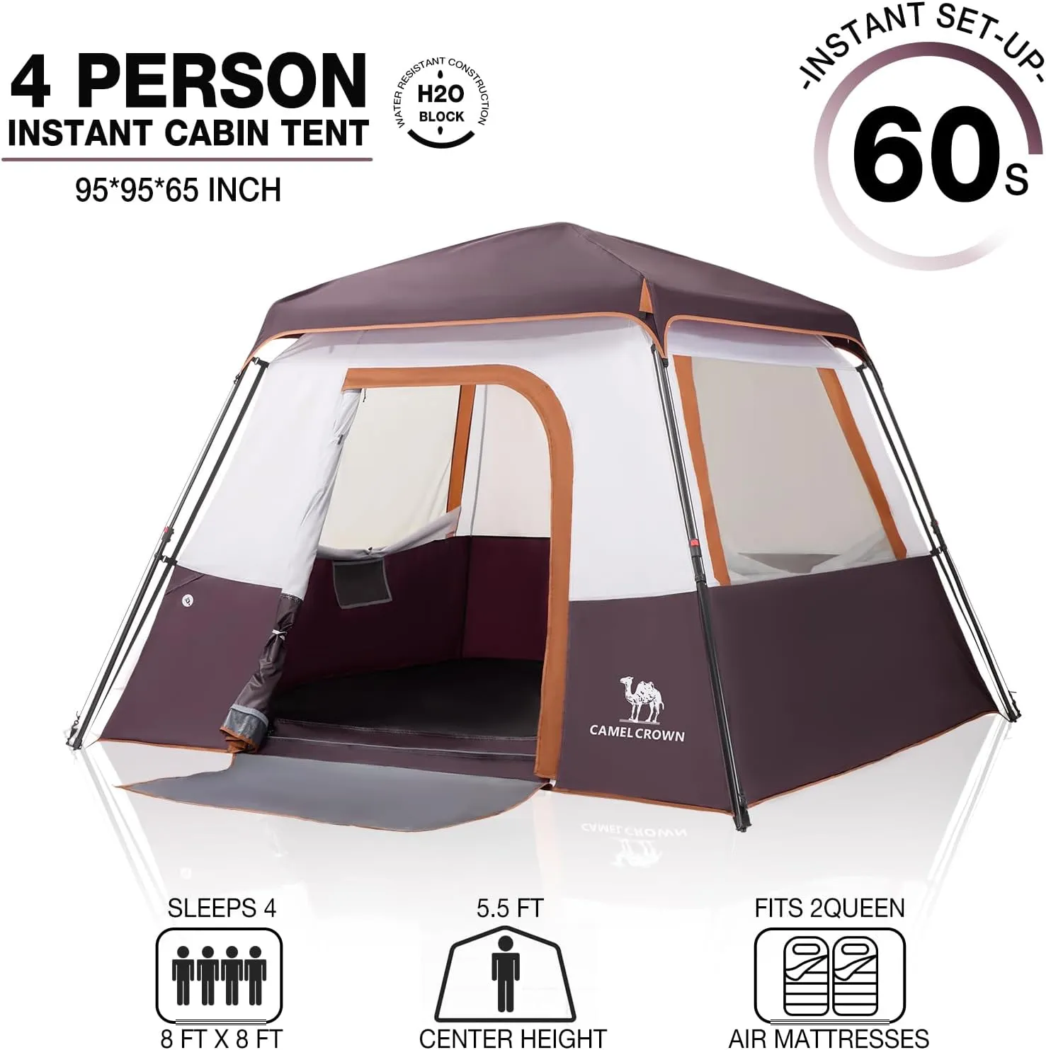 CAMEL CROWN 4/6 Person Tent Waterproof Lightweight Portable Backpacking Tent for Outdoor Camping Hiking