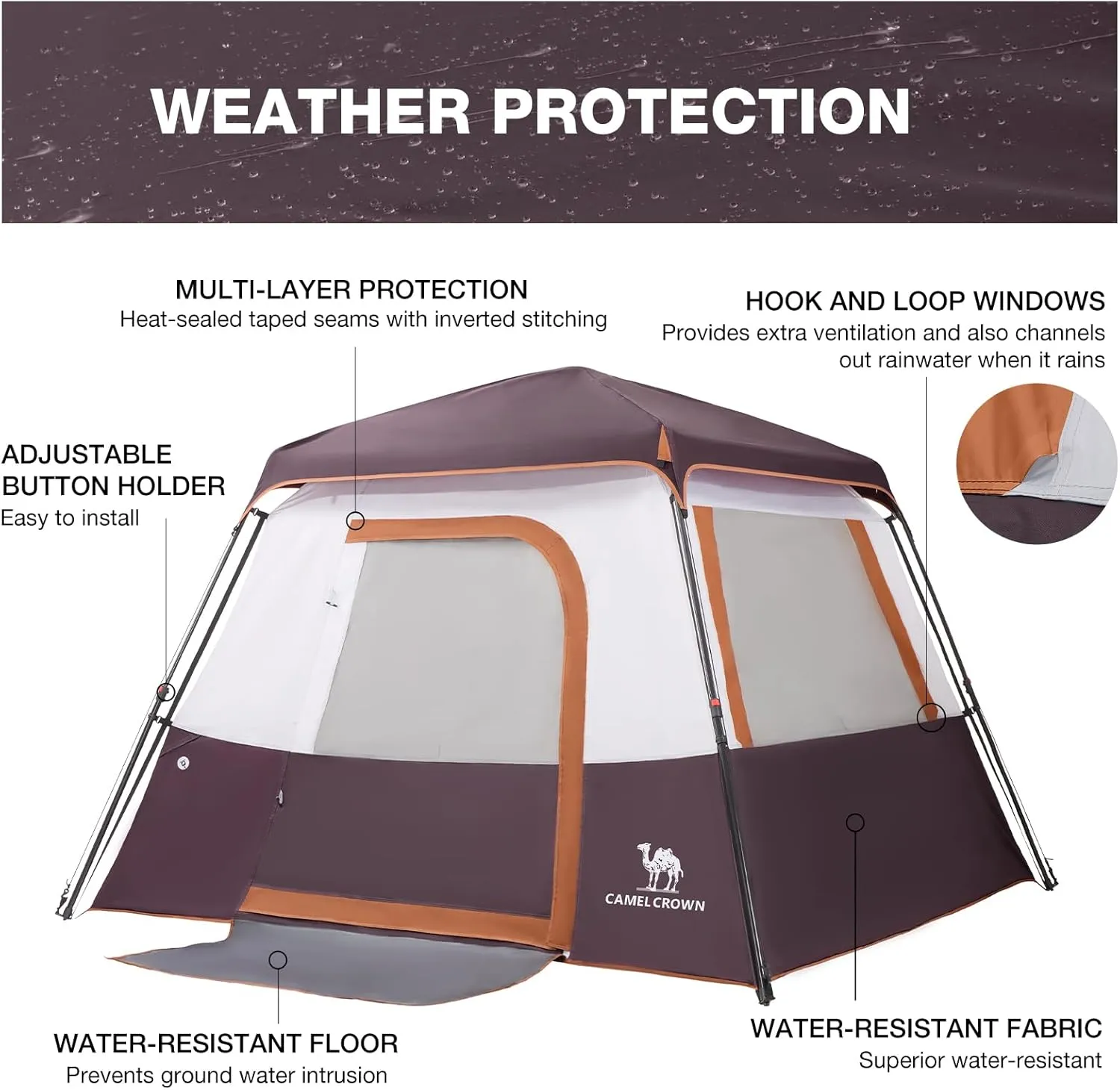 CAMEL CROWN 4/6 Person Tent Waterproof Lightweight Portable Backpacking Tent for Outdoor Camping Hiking