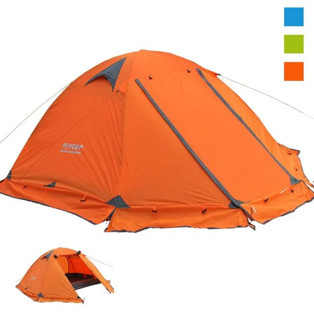 Camping camping tent outdoor 3-4 people double aluminum pole windproof rainstorm with snow skirt wild tent