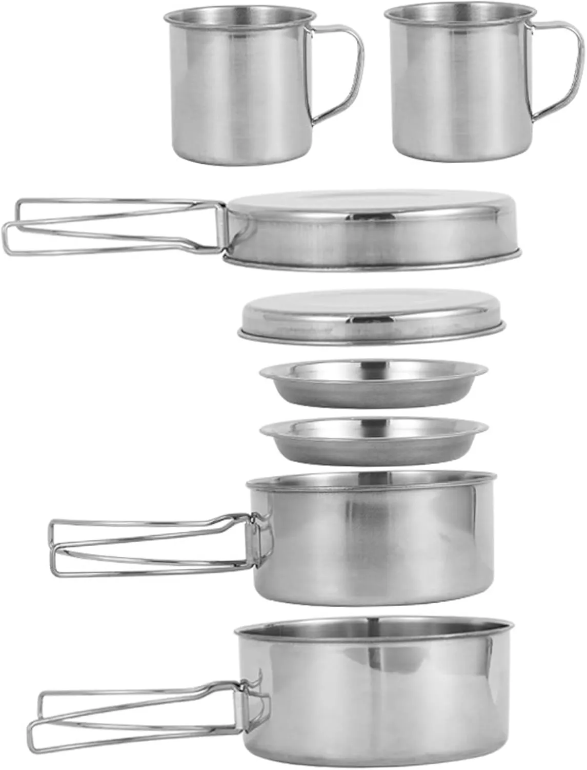 Camping Cooking Set for 3-4 People, Stainless Steel Camping Pots and Pans Set, Stackable Lightweight Camp Cooking Set for Outdoor Backpacking Camping Hiking Picnic