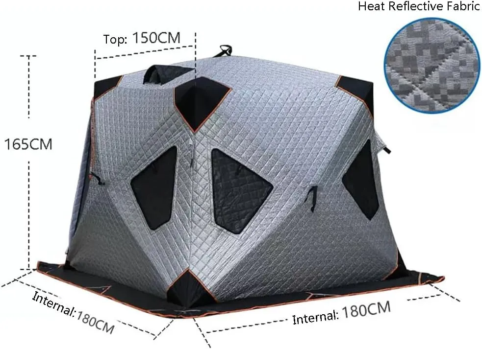 Camping Equipment Winter Fishing Tent Ice Fishing Shelter Heat Reflective Fabric Three-Layer Quilted Insulation Effect is Good (Silver A)