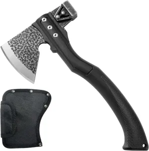 Camping Hatchet 10.5inches Chopping Axe for Wood Compact Survival Ax/Hammer Tool with Sheath Anti-Slip and Shock Handle(1lb,14oz)