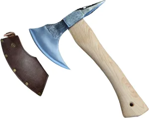 Camping Hatchet 13 Inch Hand Forged Splitting Axe,Outdoor Wood Chopping, Splitting and Carving Tool with Leather Sheath,Walnut Handle Gardening Axes for Garden & Forest Use (Axe-A)