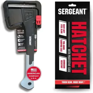 Camping Hatchet SGT-14 Inch, Camp Axe Survival Hatchet Tactical Outdoor Camping Axe w High Carbon Steel Blade, Lightweight Fiberglass Handle, and Compact Portable Design and Carrying Case.