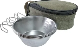 Camping Moon S220-3P B Camping Cup, Stainless Steel, Sierra Cup, 10.1 fl oz (310 ml), Set of 3, Storage Case Included