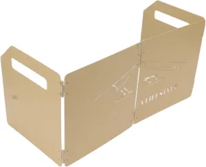 Camping Stove Windscreen, 4 Plates Folding Stove Windscreen with Handle Camping Stove Windshield for Outdoors BBQ (Khaki)