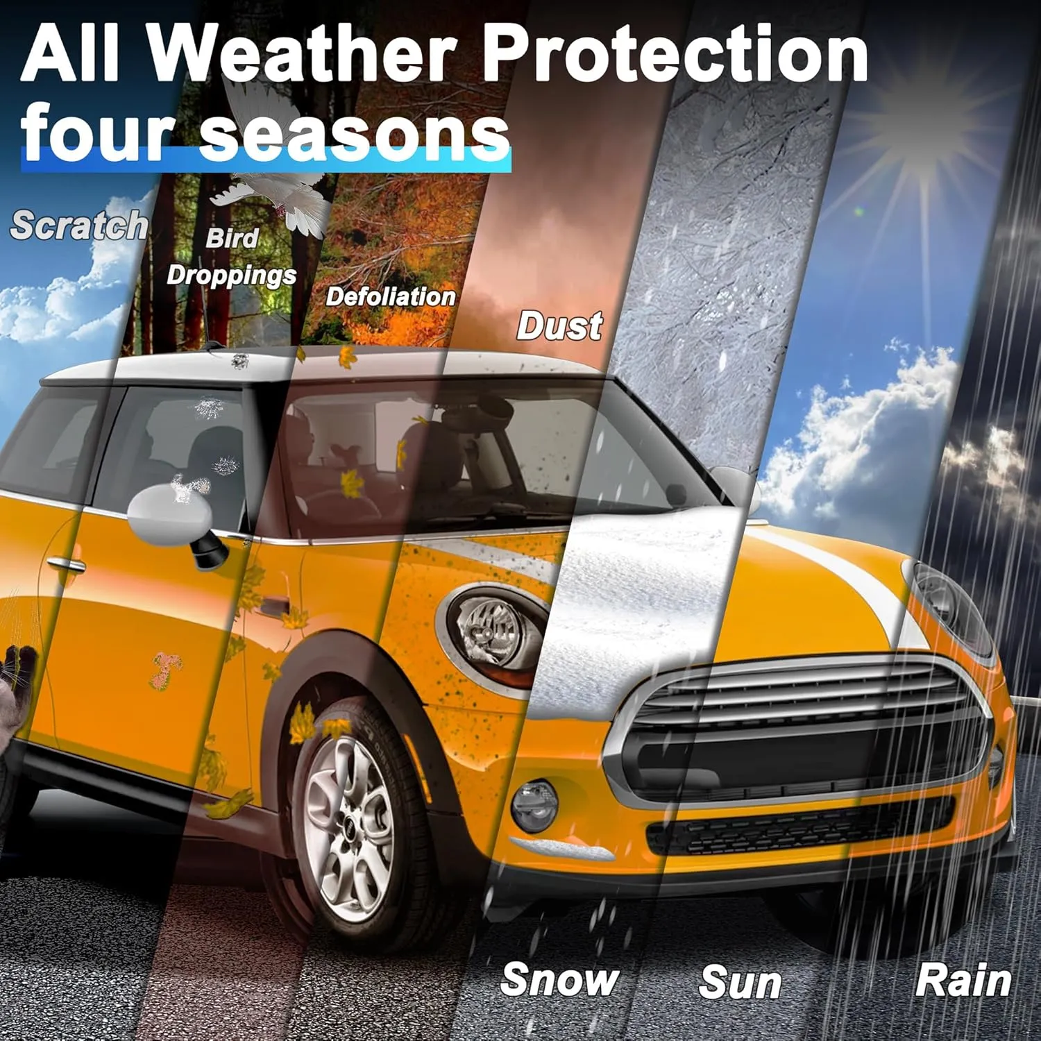 Car Cover for 2002-2025 Mini Cooper/Cooper S/Hardtop/Convertible 2-Door,Full Exterior Car Covers for Automobiles All Weather Waterproof Heavy Duty,Zipper/Cotton Rain UV Proof Custom fit【210T Taffeta】