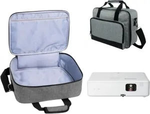 Carrying Bag, Storage Bag for Epsons CO-W01 Projector, Travel Bag for Epsons CO-FH02, VS260, ViewSonicss M2W WXGA Projector, with Accessories Pockets & Adjustable Shoulder Straps (Grey)