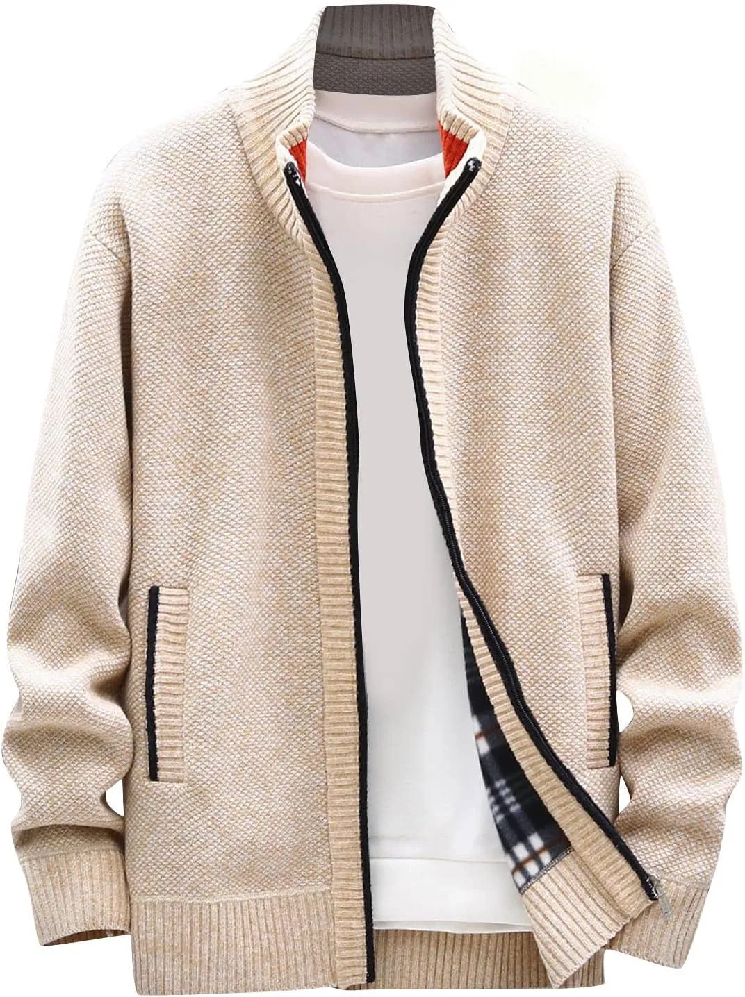 Casual Sweaters Cardigan Knitted Long Sleeve Jacket Full Zip Fleece Winter Warm Coat Outdoor Work Dress, XL-4XL