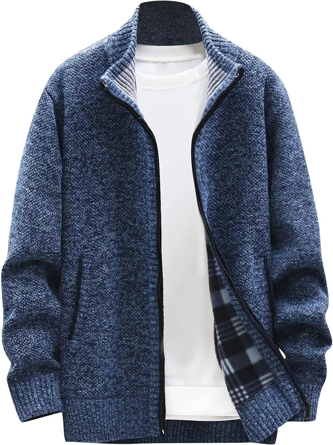 Casual Sweaters Cardigan Knitted Long Sleeve Jacket Full Zip Fleece Winter Warm Coat Outdoor Work Dress, XL-4XL