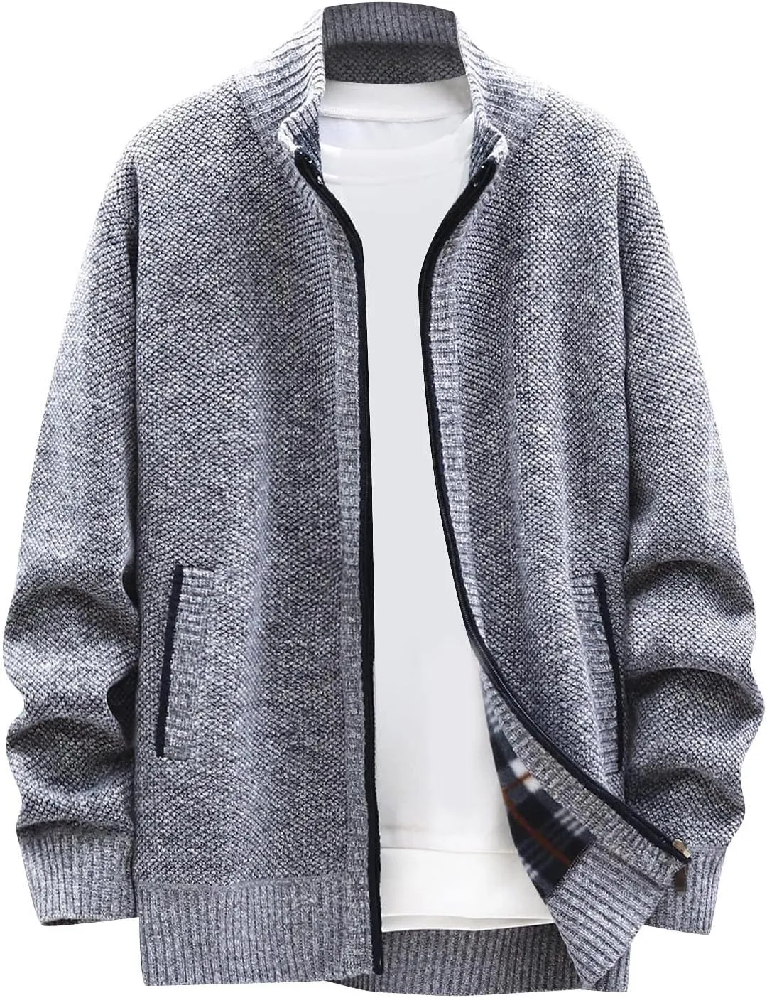 Casual Sweaters Cardigan Knitted Long Sleeve Jacket Full Zip Fleece Winter Warm Coat Outdoor Work Dress, XL-4XL