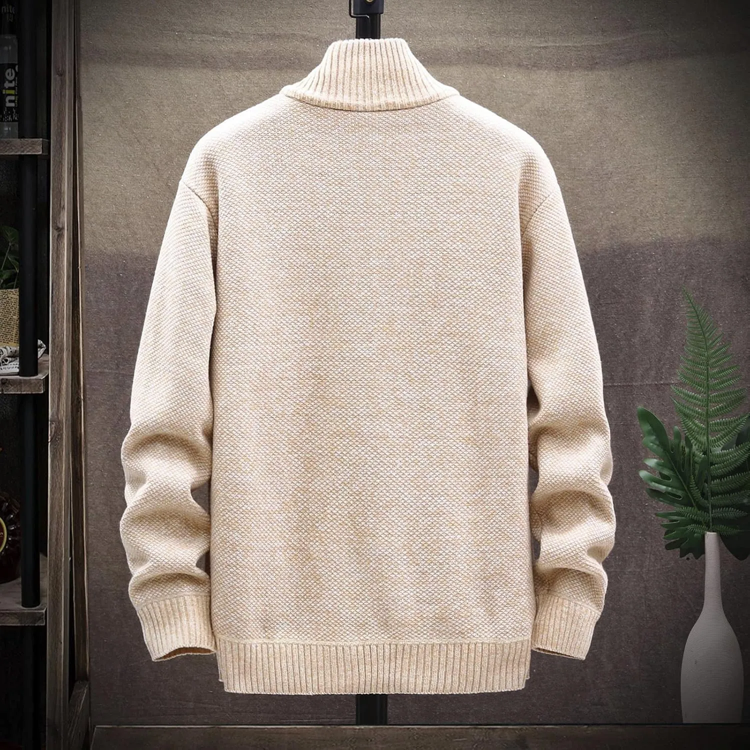 Casual Sweaters Cardigan Knitted Long Sleeve Jacket Full Zip Fleece Winter Warm Coat Outdoor Work Dress, XL-4XL