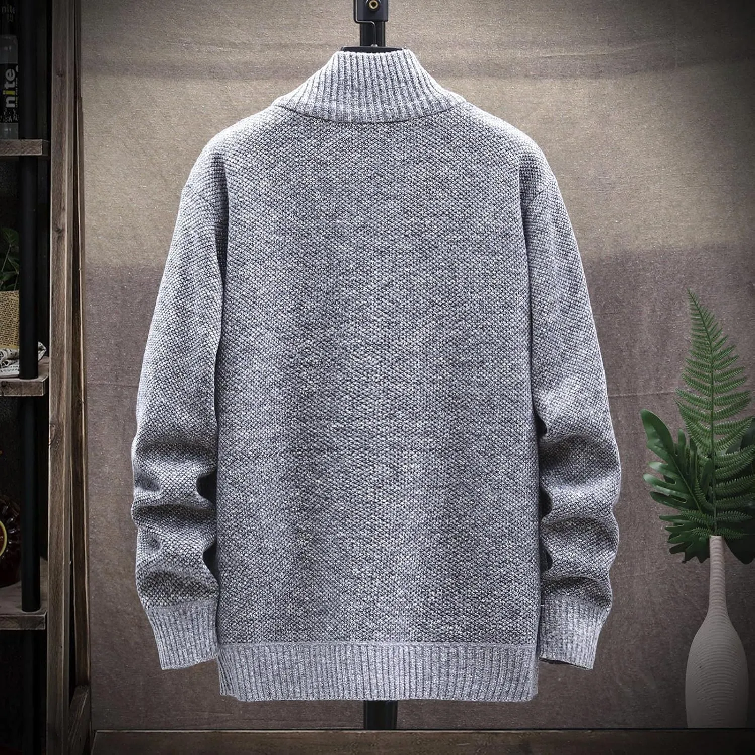 Casual Sweaters Cardigan Knitted Long Sleeve Jacket Full Zip Fleece Winter Warm Coat Outdoor Work Dress, XL-4XL