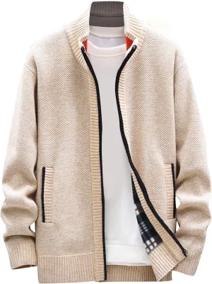 Casual Sweaters Cardigan Knitted Long Sleeve Jacket Full Zip Fleece Winter Warm Coat Outdoor Work Dress, XL-4XL