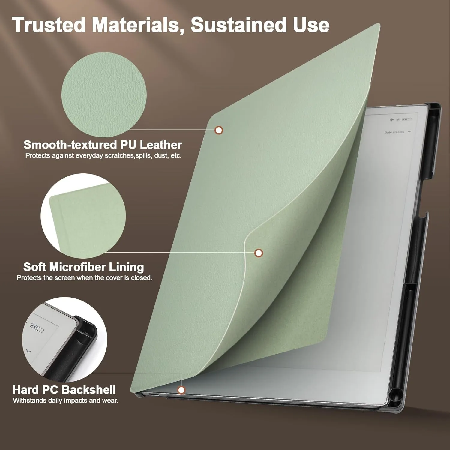 Caweet Case for Remarkable Paper Pro 11.8" 2024, Slim Hard Back Shell Protective Book Folio Cover with Built-in Pen Holder and Auto Wake/Sleep, Green