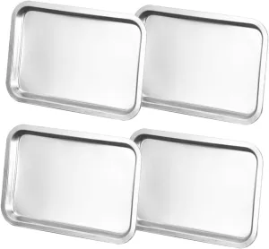 Ciieeo 4pcs Stainless Steel Plates Metal Dinner Dishes for Self Feeding for Camping Outdoor and Everyday Use Dishwasher Friendly Design