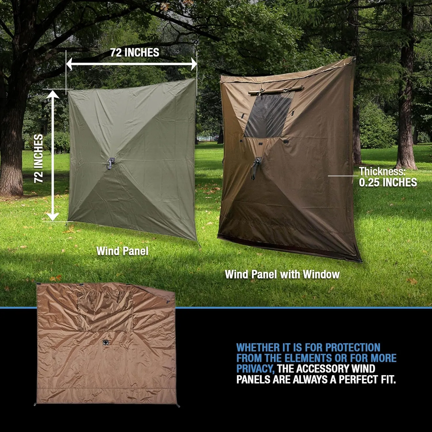 Clam Quick-Set Wind and Sun Panel Attachment for Escape Sport Screen Shelter Canopy Tent with Carrying Bag, Accessory Only