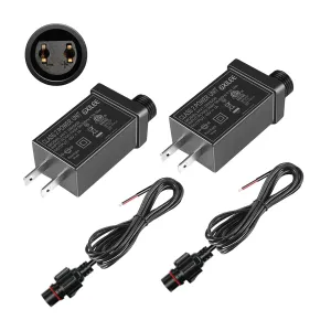Class 2 Power Supply 12v 1A Outdoor Low Voltage Transformer for 12v String Light and Yard Inflatable Decorations with 2 Meters Waterproof Extension Cord, 2 Pack