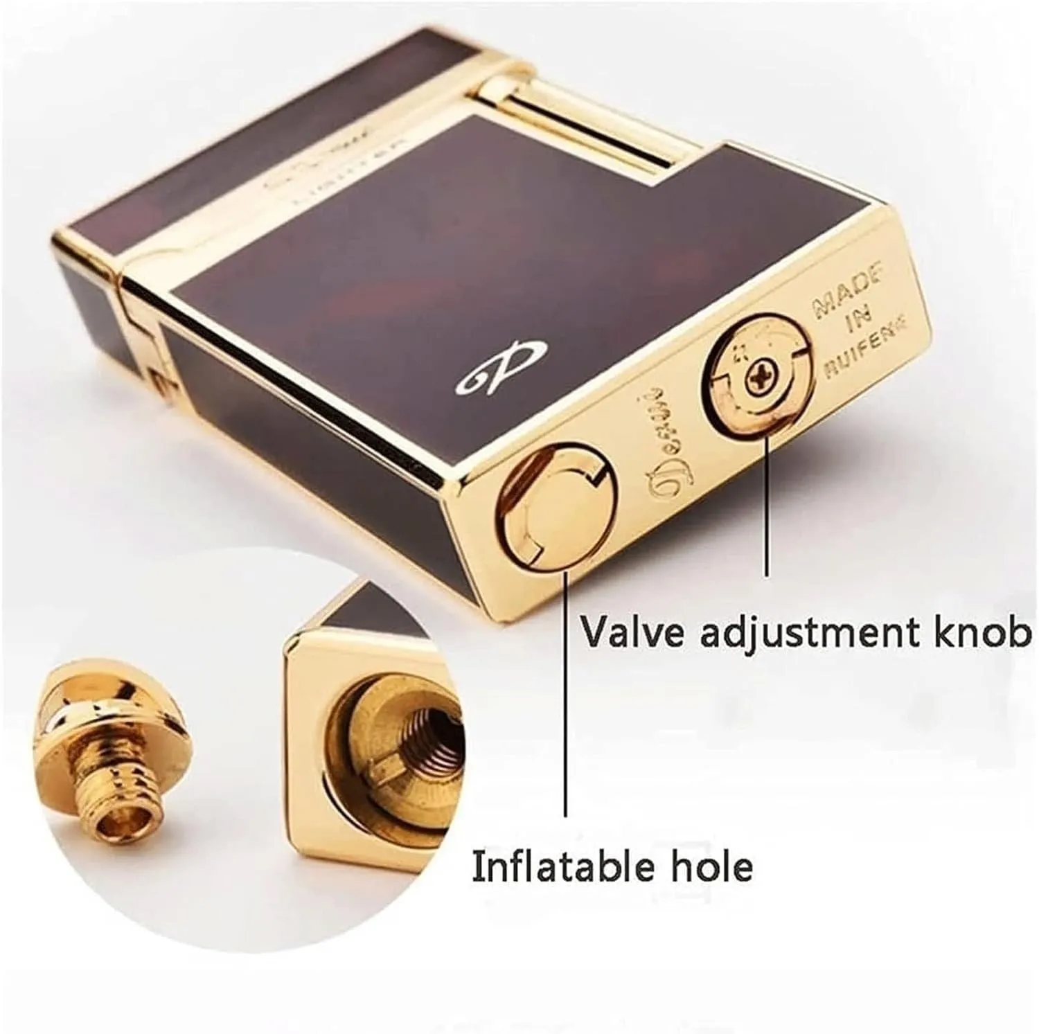 Classic Grinding Wheel Lighter, Open Lid Ding Sound，Flint Side Slide Igniter, Adjustable Soft Flame Lighter Butane Refillable Gas Lighter, Outdoor Cigarette/Cigar/Candle Gift Box Packaging [No Gas](Bl