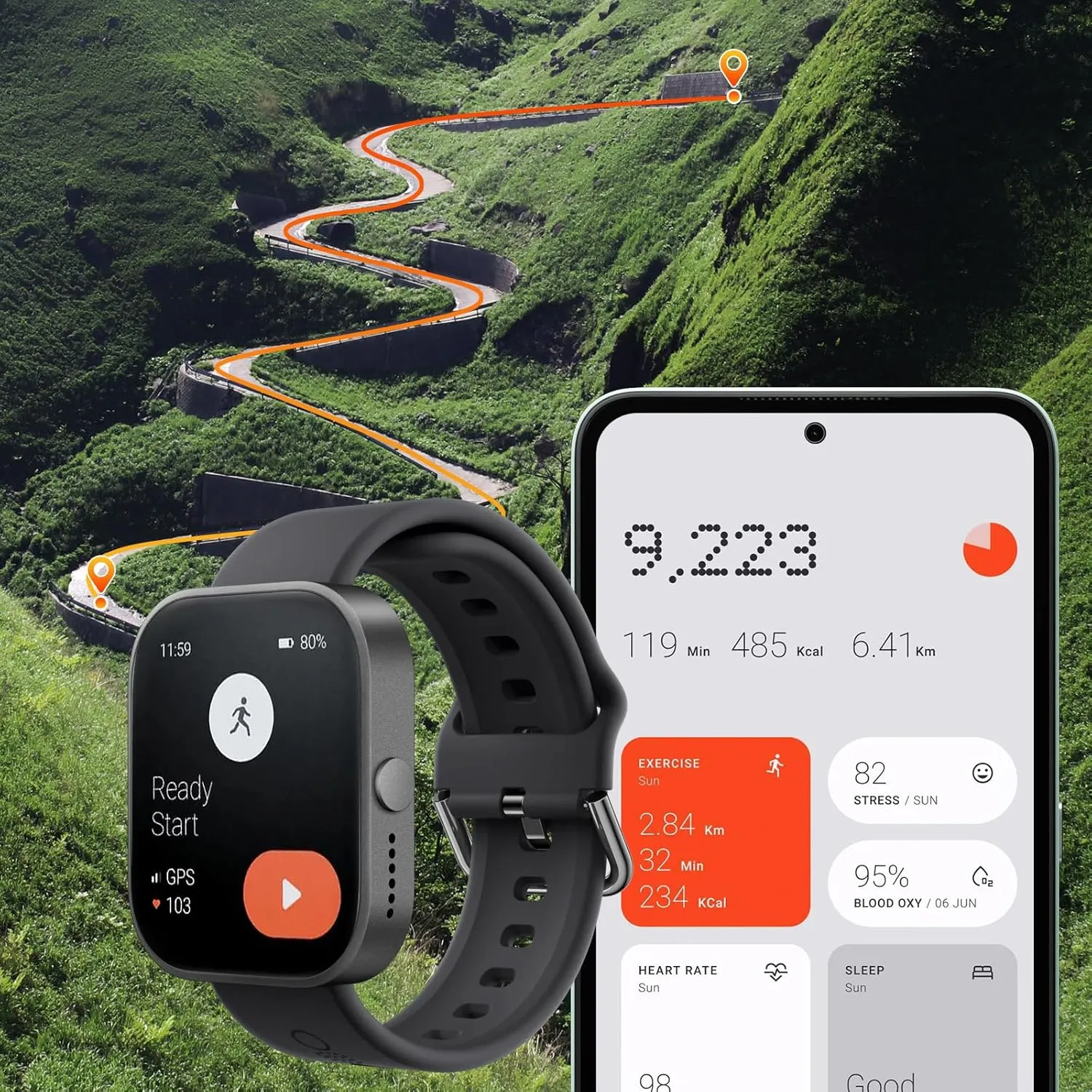 CMF 1.96’’ Watch Pro Smartwatch for Men Women Answer Calls IP68 Waterproof GPS Fitness Sports Tracker Watch with Heart Rate Monitor,Healthy Sleep Monitor for iOS/Android(Black Grey)