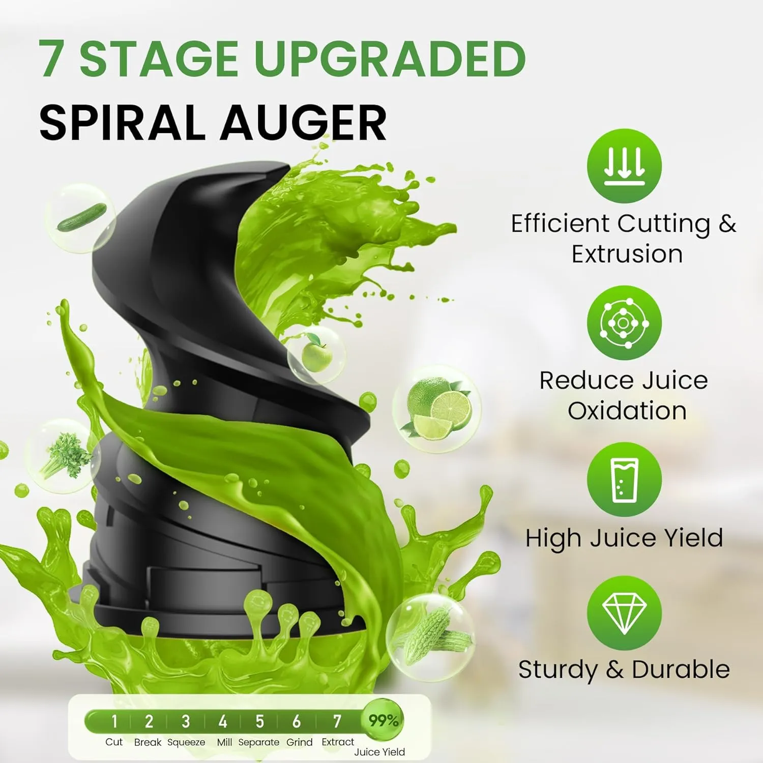 Cold Press Juicer, INOVIVA Masticating Juicer Machines Compact, Slow Juicer with 70 RPM Low Speed, Juice Maker for Vegetable & Fruit, Portable Juice Extractor High Juice Yield & Easy to Clean, Grey