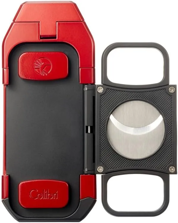Colibri Boss Triple-Jet Lighter with Integrated Cigar Cutter, Wind Resistant, Altitude Tested, Refillable Butane (Black & Black)