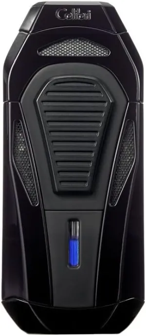 Colibri Boss Triple-Jet Lighter with Integrated Cigar Cutter, Wind Resistant, Altitude Tested, Refillable Butane (Black & Black)