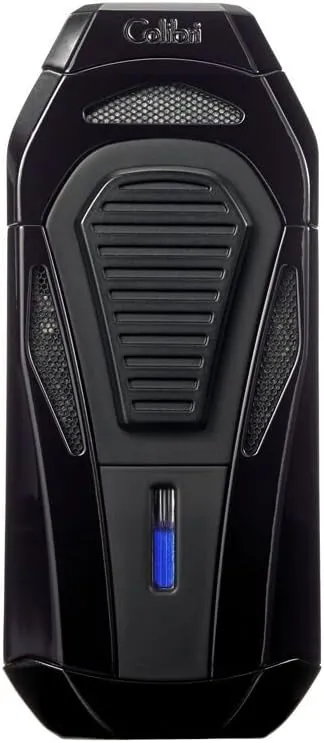 Colibri Boss Triple-Jet Lighter with Integrated Cigar Cutter, Wind Resistant, Altitude Tested, Refillable Butane (Black & Black)