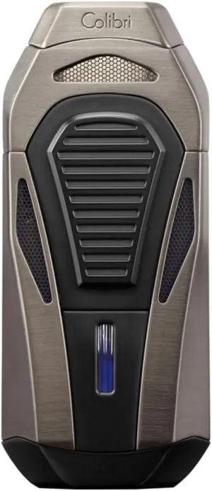 Colibri Boss Triple-Jet Lighter with Integrated Cigar Cutter, Wind Resistant, Altitude Tested, Refillable Butane (Gunmetal & Black)