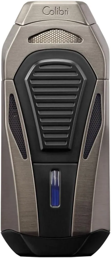 Colibri Boss Triple-Jet Lighter with Integrated Cigar Cutter, Wind Resistant, Altitude Tested, Refillable Butane (Gunmetal & Black)