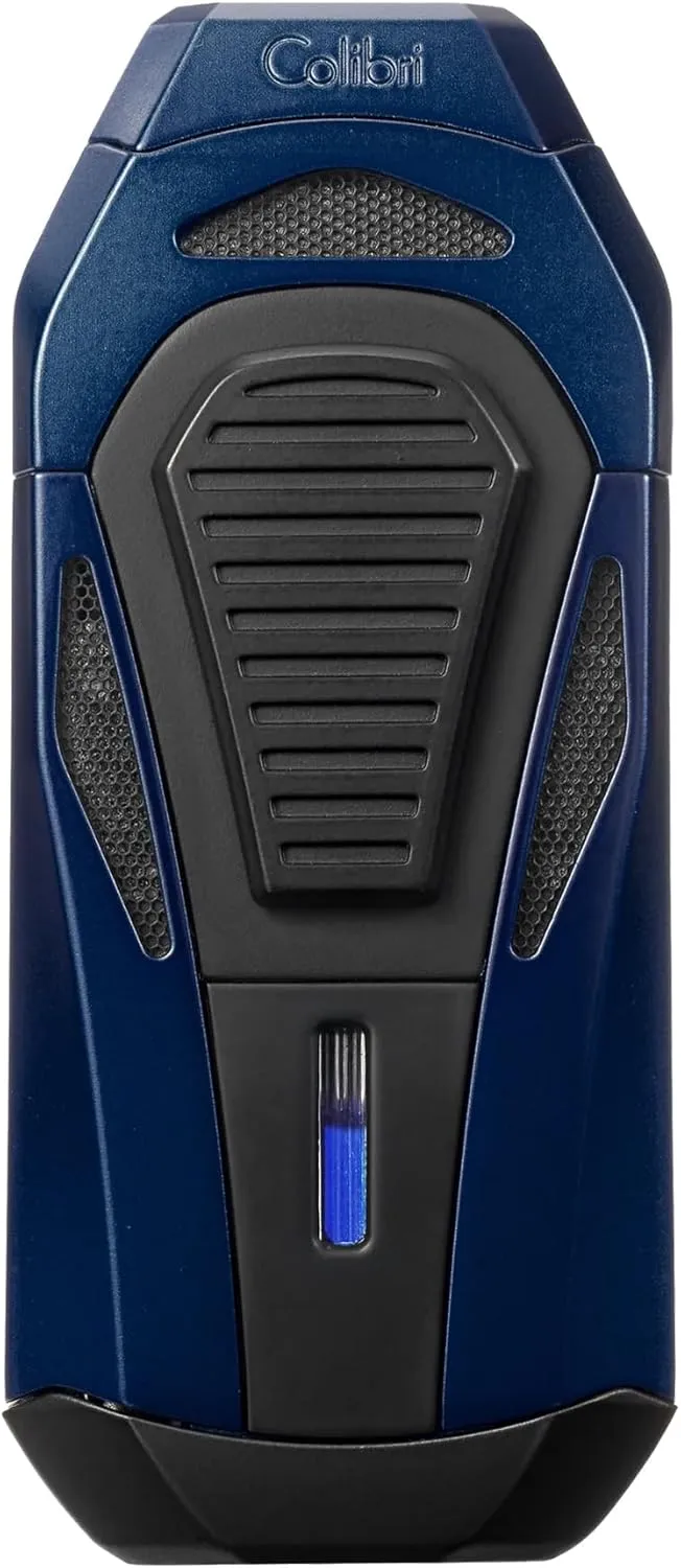 Colibri Boss Triple-Jet Lighter with Integrated Cigar Cutter, Wind Resistant, Altitude Tested, Refillable Butane (Navy)