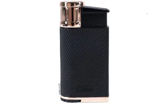 Colibri EVO Angled Single Jet Flame Butane Lighter, Windproof & Refillable, User-Friendly with Pachmayr Grip, Blue Fuel Window and Adjustable Flame - Sleek Design (Rose Gold)