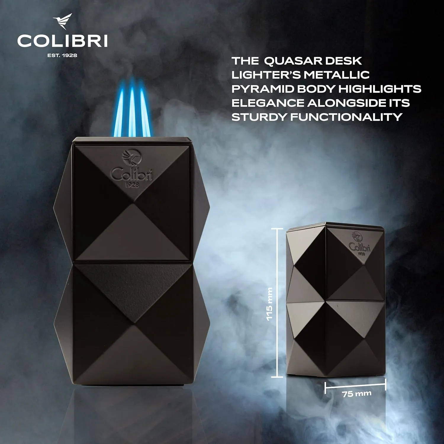 Colibri Quasar Table Triple Flame Lighter - Black