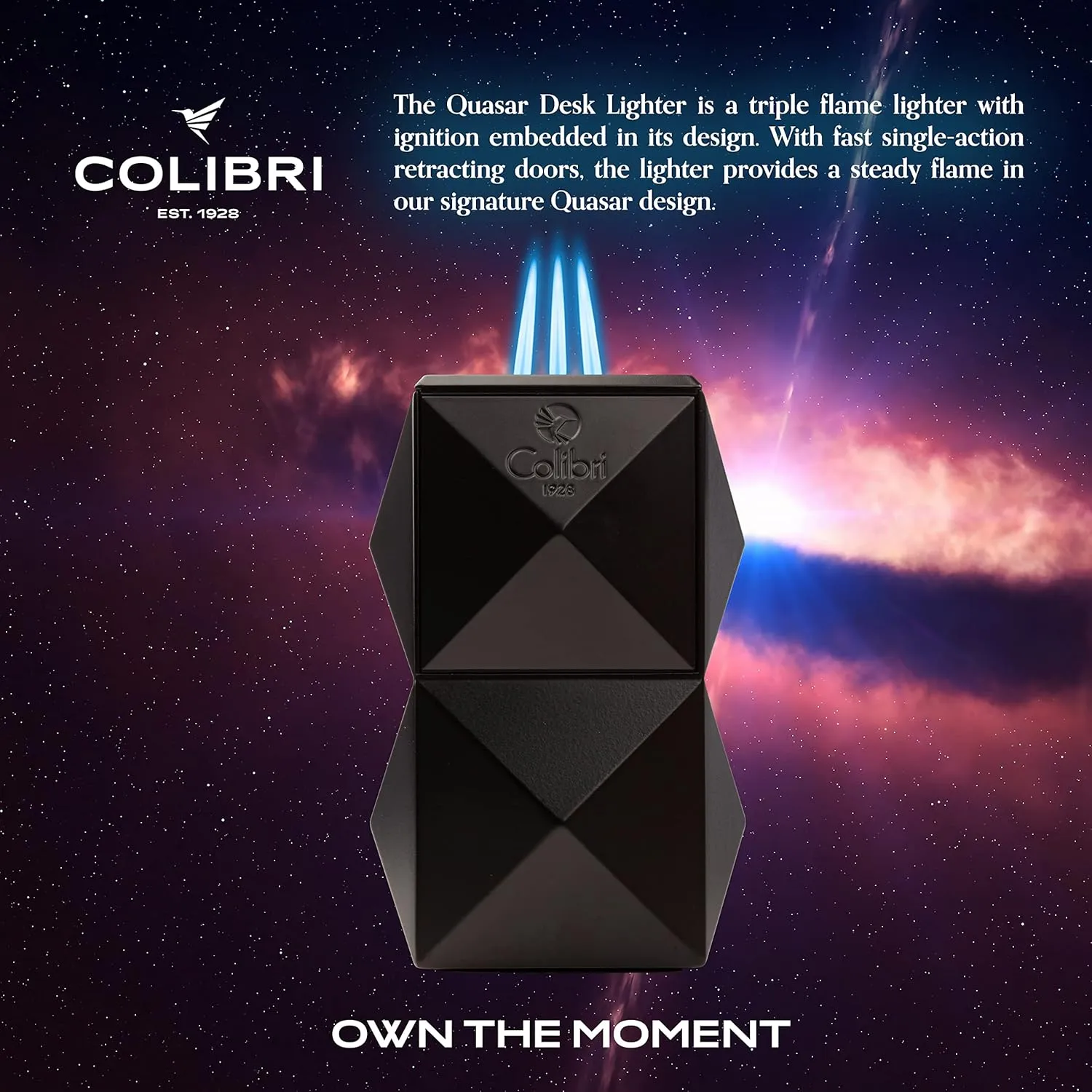 Colibri Quasar Table Triple Flame Lighter - Black